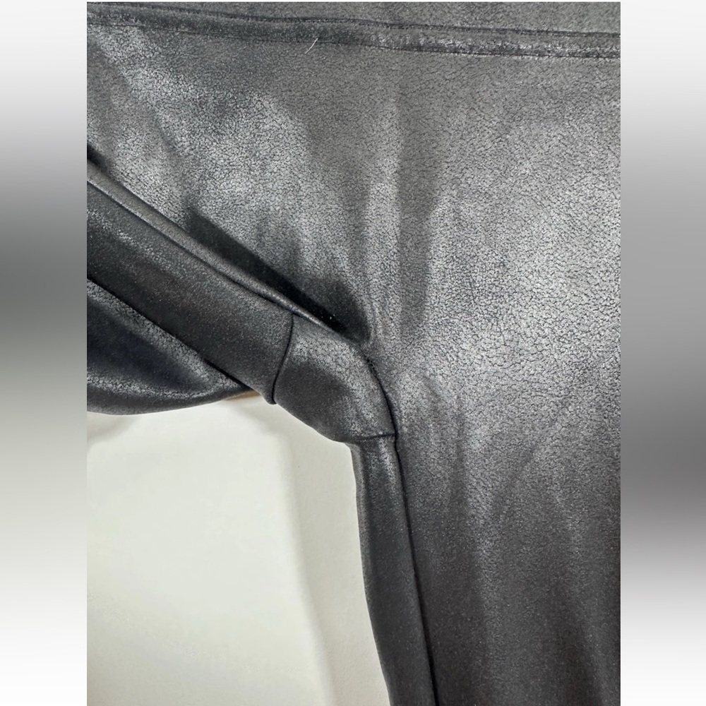 Spanx Leggings Womens Sz M Faux Leather Moto Black Pants Slimming Stretch Skinny - Picture 3 of 12
